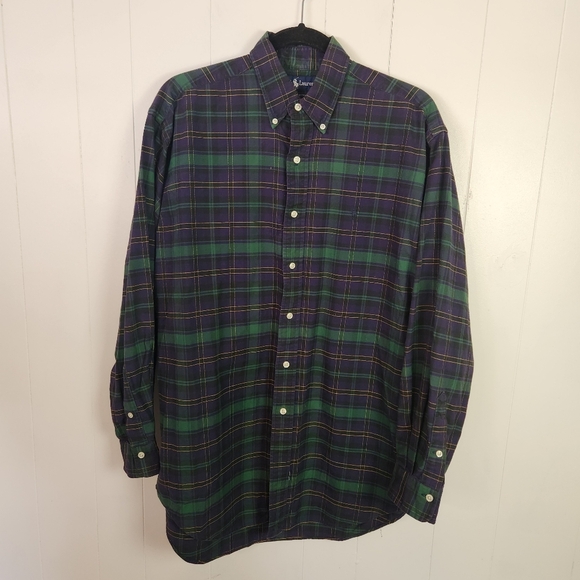 Ralph Lauren Blue Green Plaid Long Sleeve Button Down Shirt Mens Size Medium - Picture 8 of 8